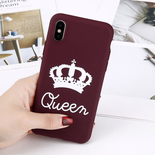 King & Queen Maroon Royal Queen Crown with Matte Finish - iPhone