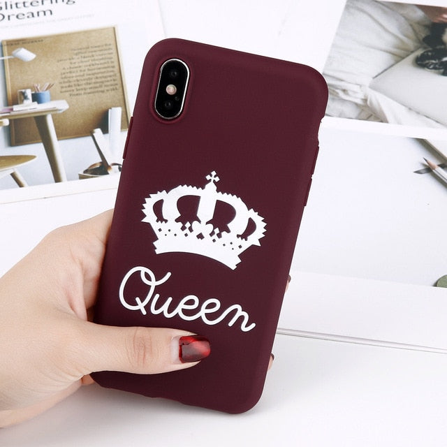King & Queen Maroon Royal Queen Crown with Matte Finish - iPhone