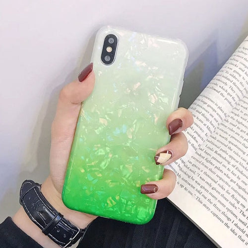 Glitter Dream Shell Phone Case (WHITE/GREEN) - iPhone