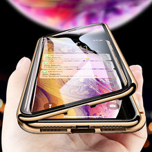 Load image into Gallery viewer, Shockproof Metal Case with Tempered Glass (BLACK FULL CASE) - iPhone